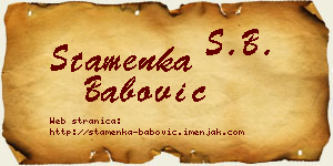 Stamenka Babović vizit kartica